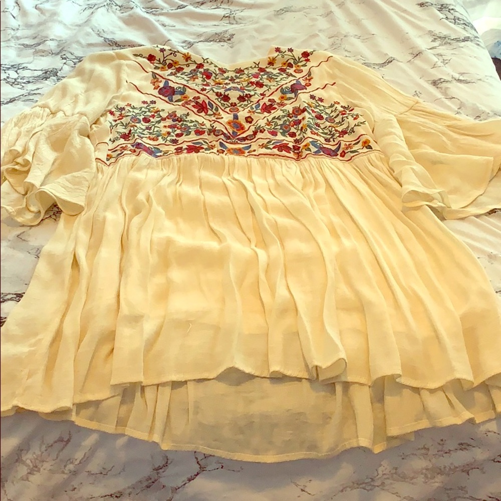 Cream long sleeve babydoll dress